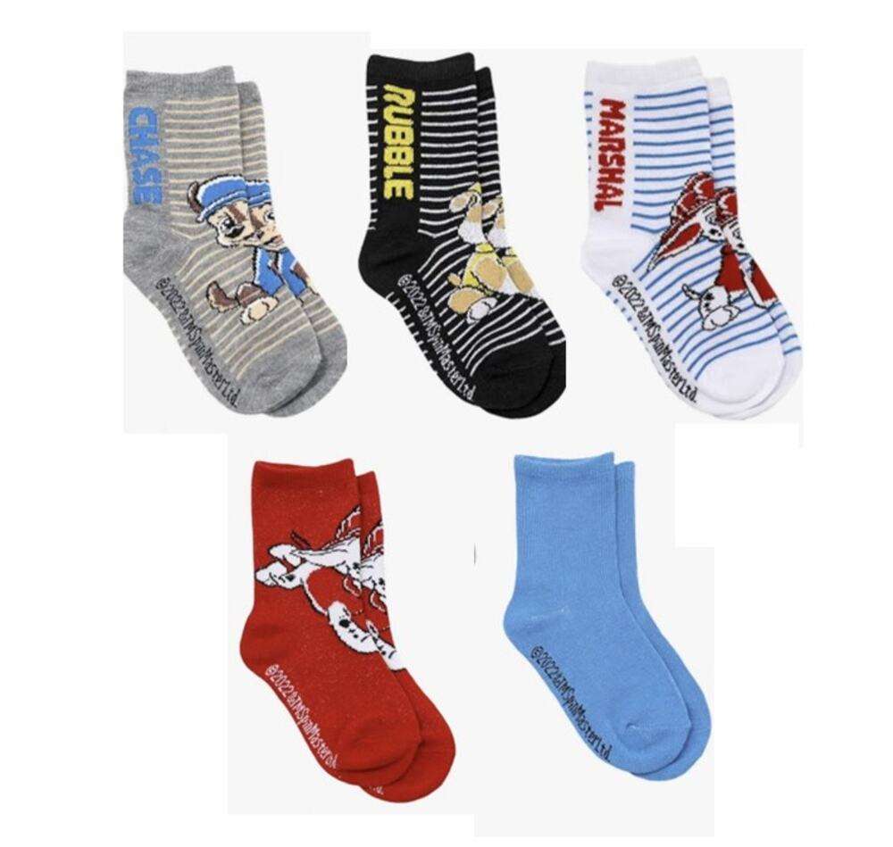 Nickelodeon Little Boy's 5 Pack Paw Patrol Character Crew Socks, Size 10-3 Boys